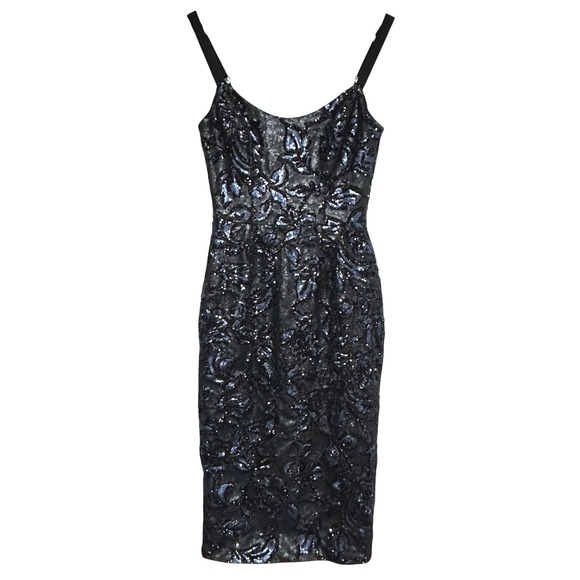Dress the Population Floral Sequin Midi Dress Womens S Cocktail Party Bodycon - Picture 1 of 16